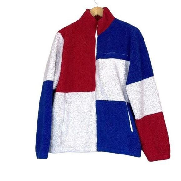 Fils X Uo Colorblock Sherpa Logo Jacket Mens Size Small - Picture 2 of 9